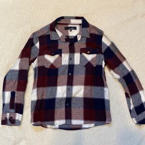 Boys XL, button up, long sleeve, Coastal brand, maroon & navy
